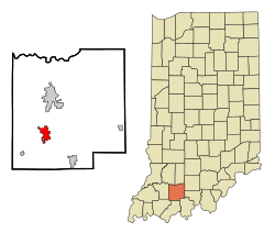 Dubois County Indiana Incorporated and Unincorporated areas Huntingburg Highlighted